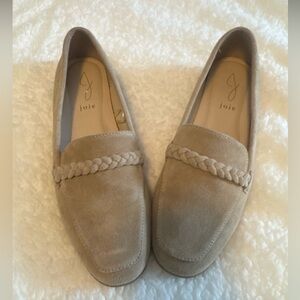 Joie Suede Loafers Braided Detail Slip On Flats Beige Women Size 7.5